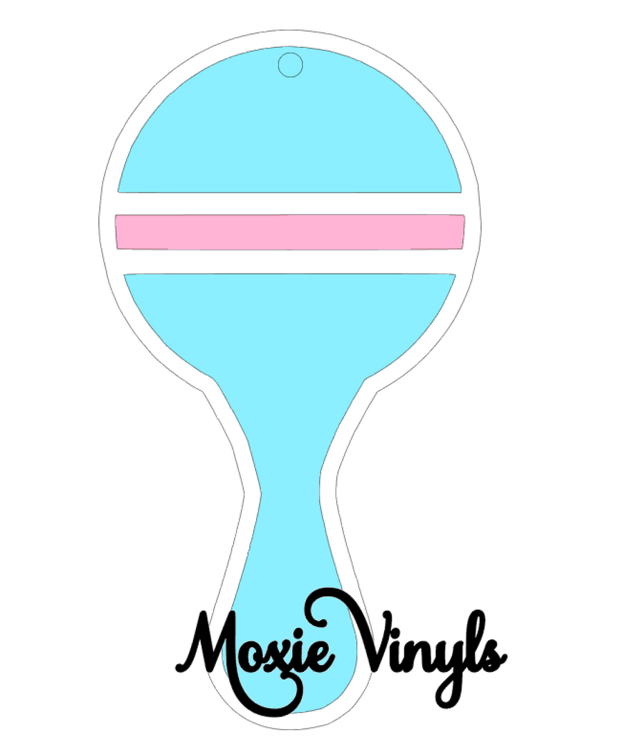Acrylic Keychain Blank shaped as Baby Rattle cut file