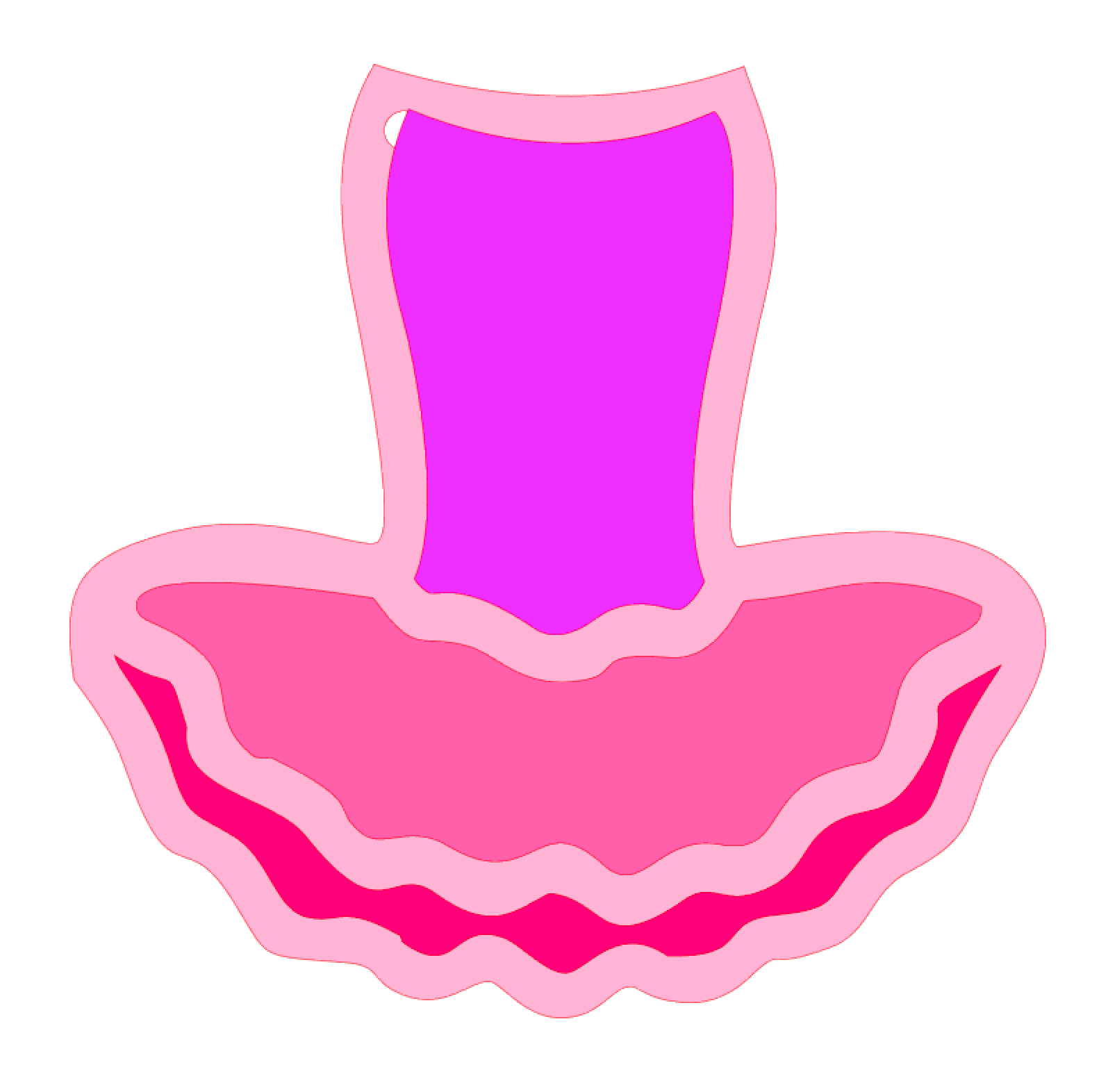 SVG cut file for acrylic keychain blank shaped like a tutu dress