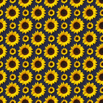 Sunflowers on Denim Vinyl