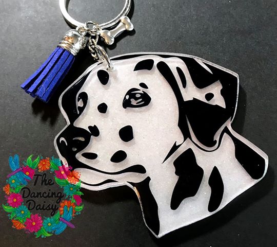 Dalmatian Glitter Key Chain
