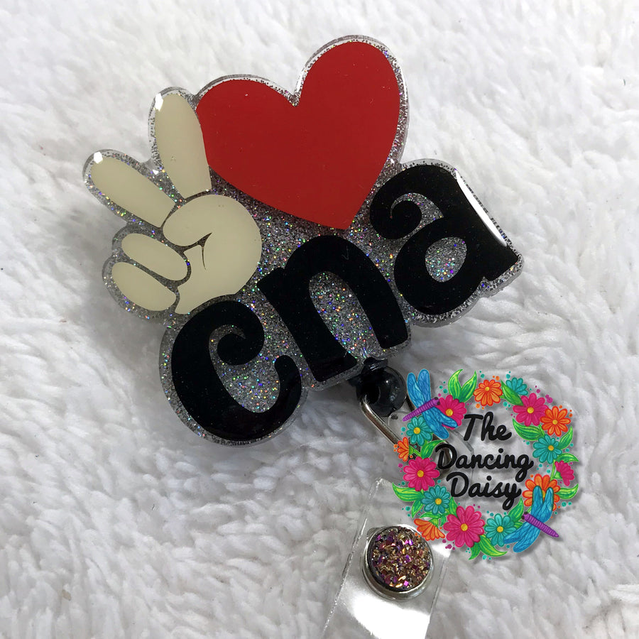 Peace Love CNA Badge Reel Blank